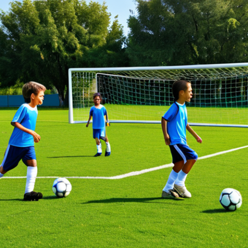 Home 22 **
A group of fully clothed children playing soccer in a park on a sunny day. They are wearing modest athletic attire and smiling. The background shows trees and other families enjoying the park. Include: perfect anatomy, correct proportions, natural pose, safe for work, appropriate content, fully clothed, family-friendly, professional, well-formed hands, proper finger count, natural body proportions, high quality.
**