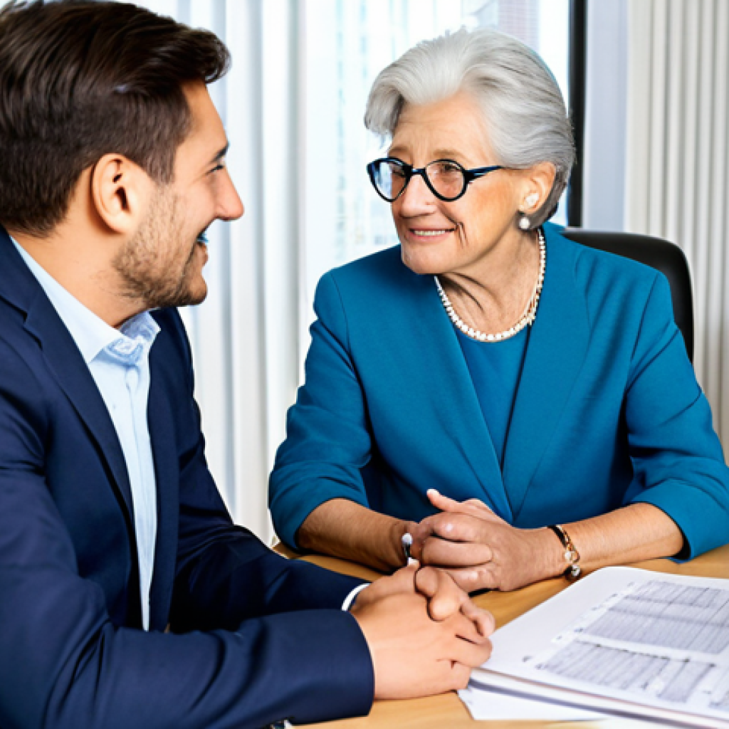 Financial Planning for Elderly Care**

"A professional financial advisor meeting with a fully clothed, elderly couple in a bright, modern office setting. They are discussing retirement plans and healthcare costs. The scene emphasizes security and peace of mind. Safe for work, appropriate content, professional, modest, family-friendly, perfect anatomy, natural proportions, well-formed hands."

**