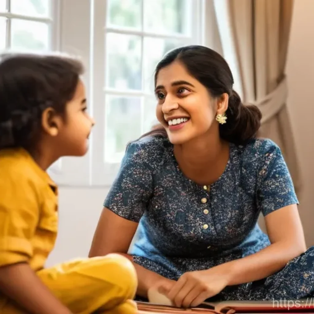 아이의 시간 관리 교육 - **Prompt:** A heartwarming scene featuring a South Asian mother (in her late 30s, wearing a modest, ...