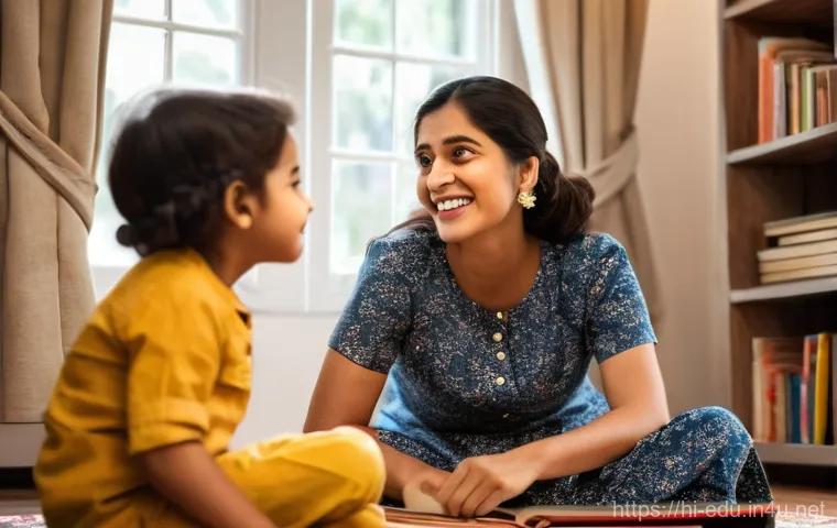 아이의 시간 관리 교육 - **Prompt:** A heartwarming scene featuring a South Asian mother (in her late 30s, wearing a modest, ...