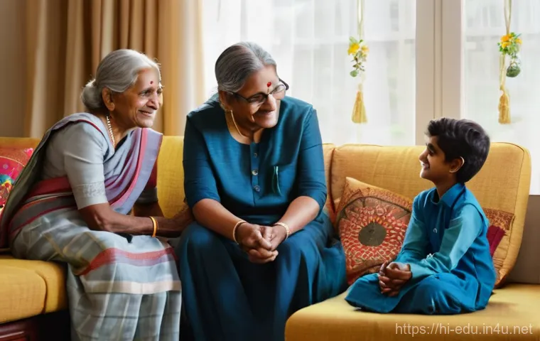 시니어의 삶의 질 증진 - Image Prompt 1: "Warm Family Connection"** 시니어의 삶의 질 증진 - Image Prompt 1: "Warm Family Connection"**