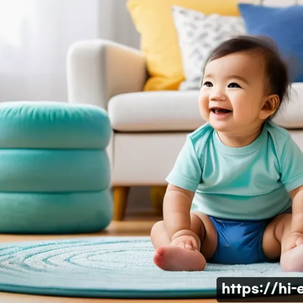 어린이 창작 음악 - **Prompt:** A cheerful toddler, around 2-3 years old, wearing a clean, colorful diaper and a soft co...